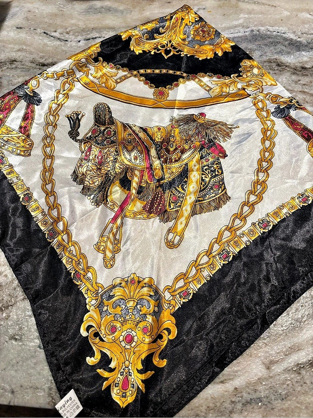 Jiaying Paisley Scarf in Black & Gold